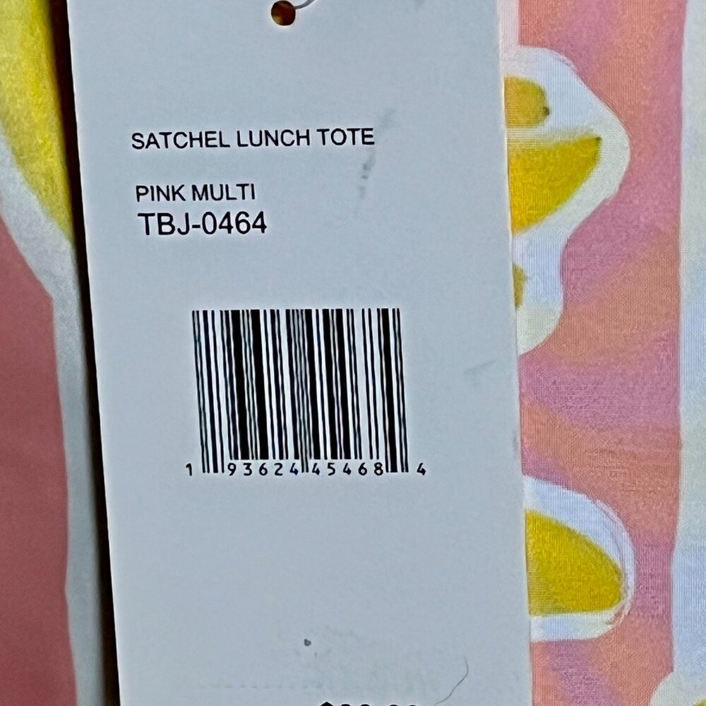 New With Tags! Betsey Johnson Pink Banana Striped Insulated Lunch Tote Bag - Picture 5 of 10